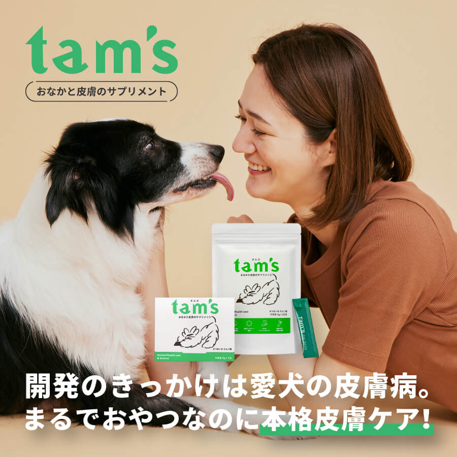 tam's - 開発のきっかけは愛犬の皮膚病。まるでおやつなのに本格皮膚ケア！